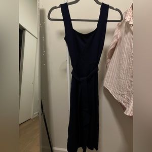 navy jumpsuit that comes with a belt to cinch your waist
